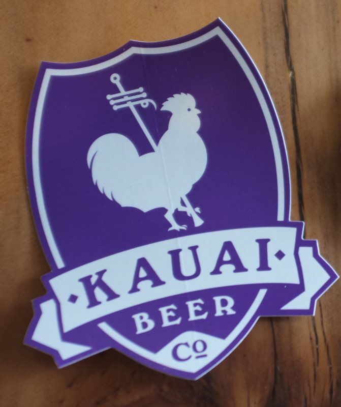 Purple and white Kauai Beer Co. shield sticker